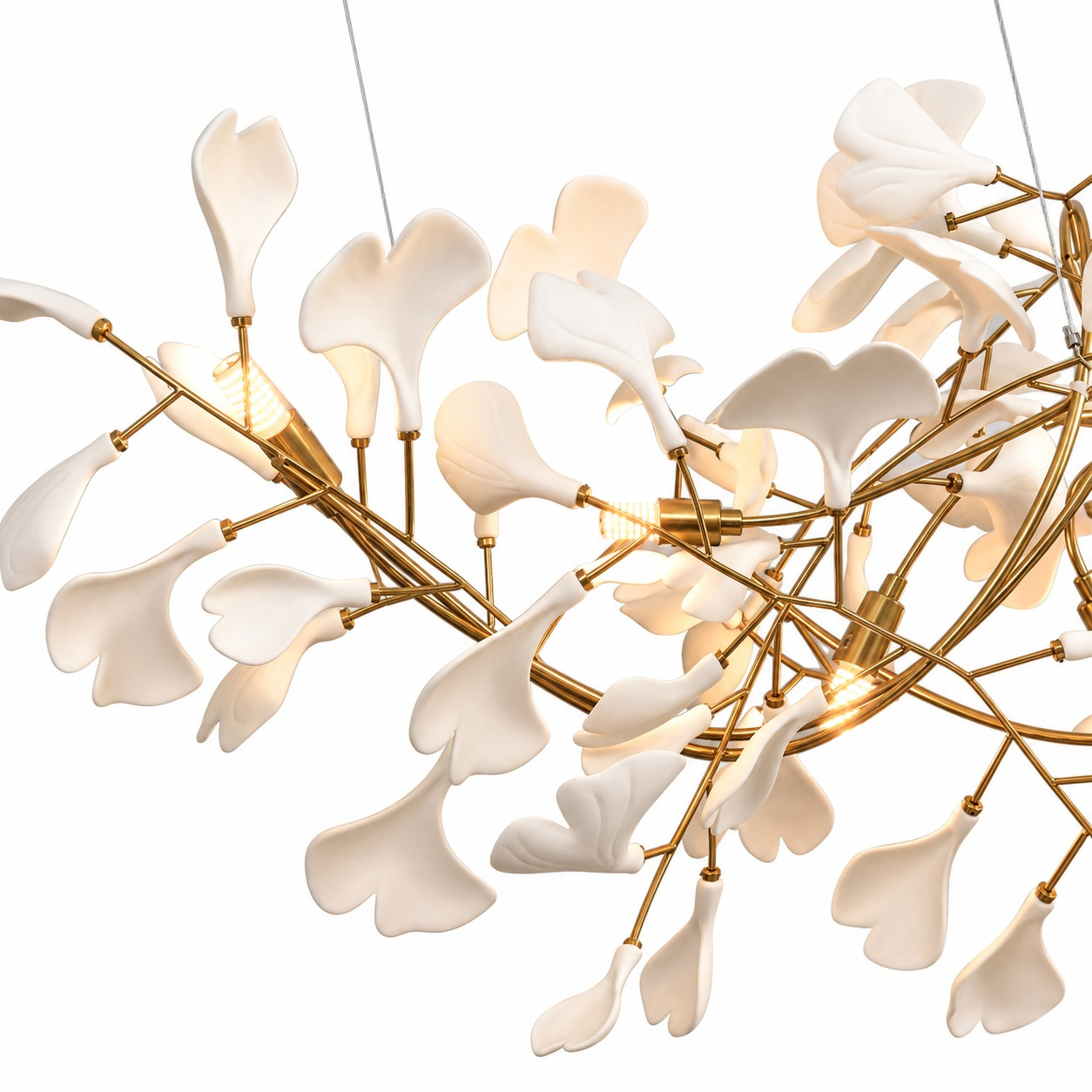 Lampa wisząca BOTANIKA GOLD XL 265 cm - złota i biała porcelana, G9 - obrazek 9