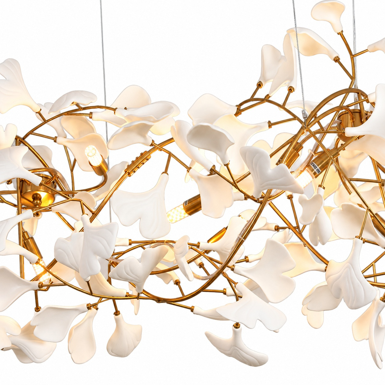 Lampa wisząca BOTANIKA GOLD XL 265 cm - złota i biała porcelana, G9 - obrazek 10