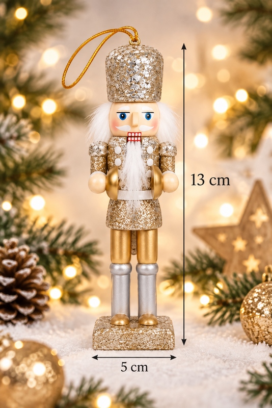 Zestaw 5 ozdób choinkowych / dziadki do orzechów SHP CRACKER złoty - obrazek 4