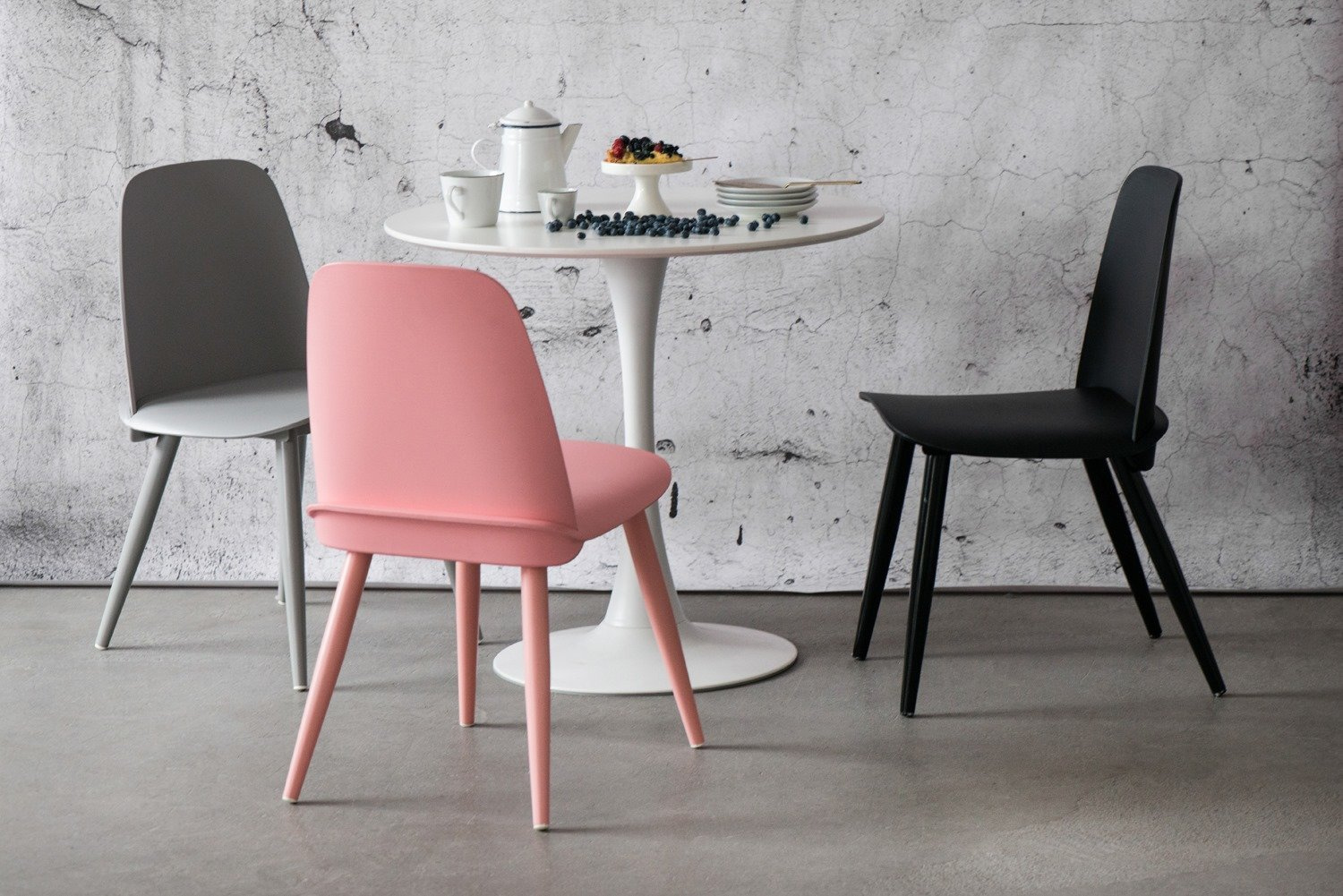 Stół okrągły Simplet Skinny White MDF metal biały 80 cm na 1 nodze - obrazek 5