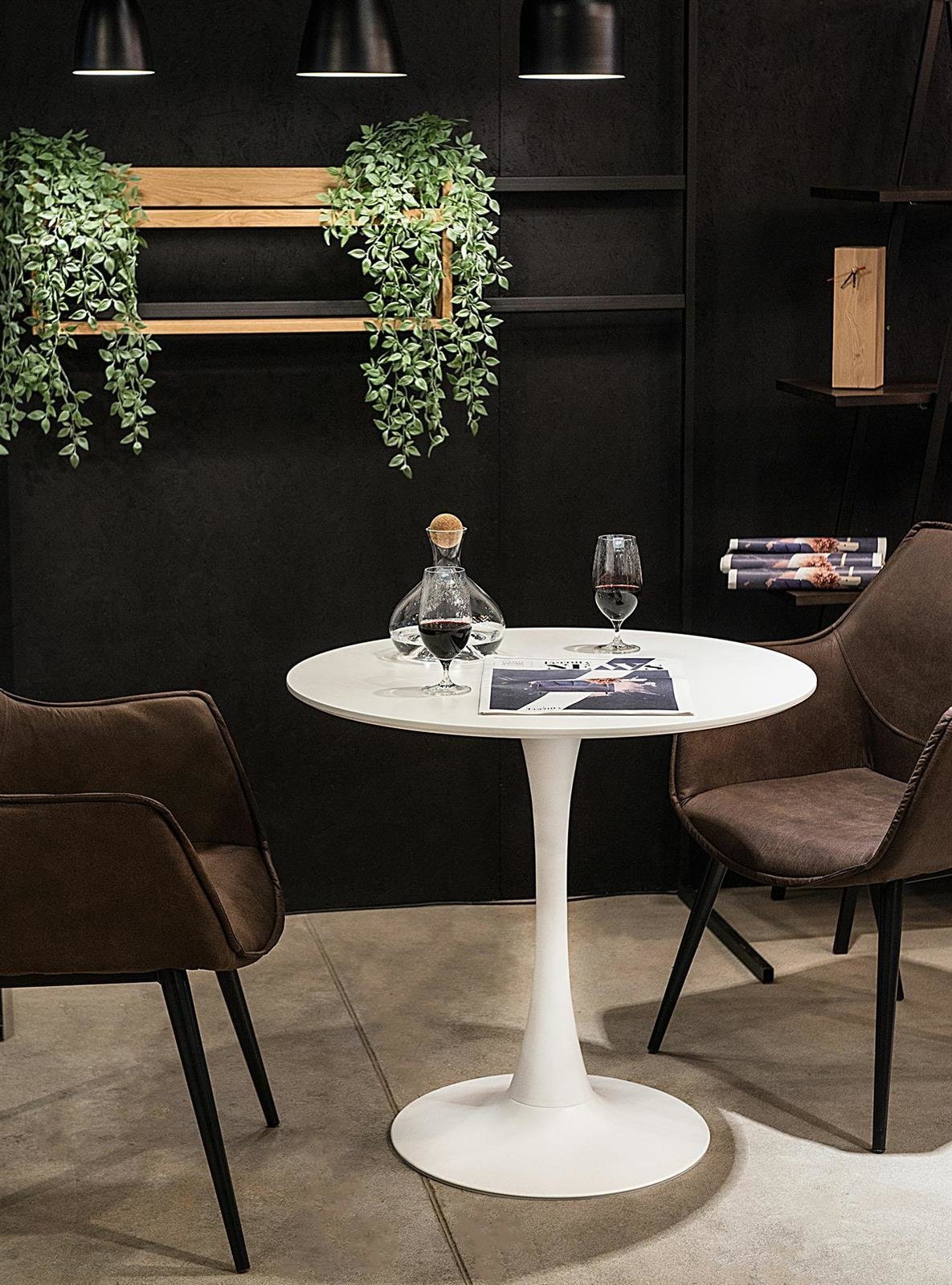 Stół okrągły Simplet Skinny White MDF metal biały 80 cm na 1 nodze - obrazek 7