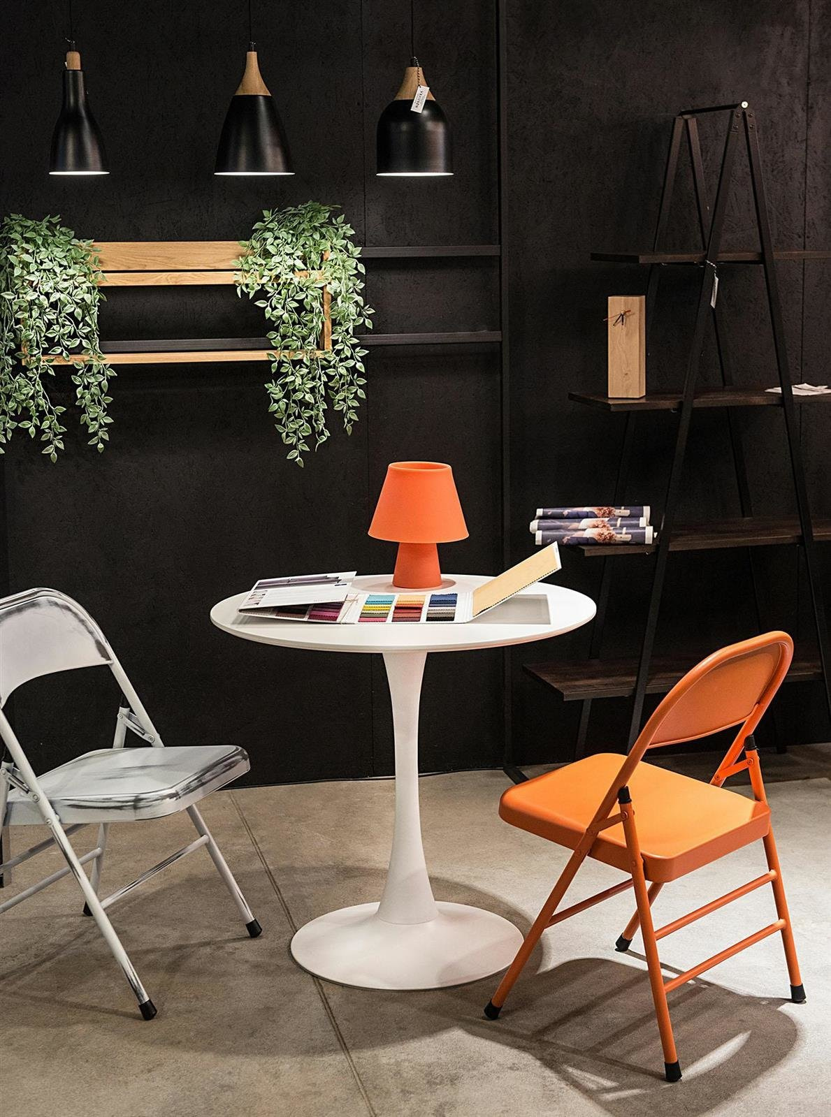 Stół okrągły Simplet Skinny White MDF metal biały 80 cm na 1 nodze - obrazek 8