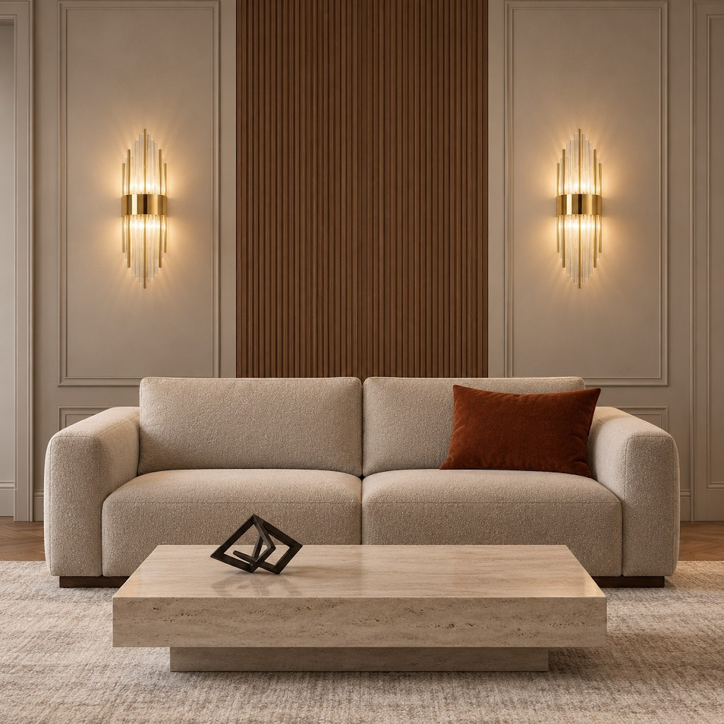 Lampa ścienna DRACO-S, 45 cm - kryształowo - złota, styl glamour - obrazek 9
