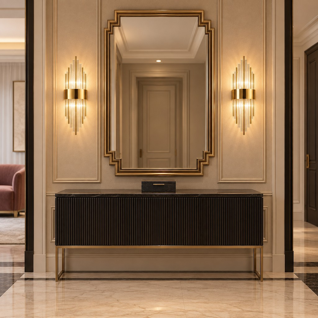 Lampa ścienna DRACO-S, 45 cm - kryształowo - złota, styl glamour - obrazek 10
