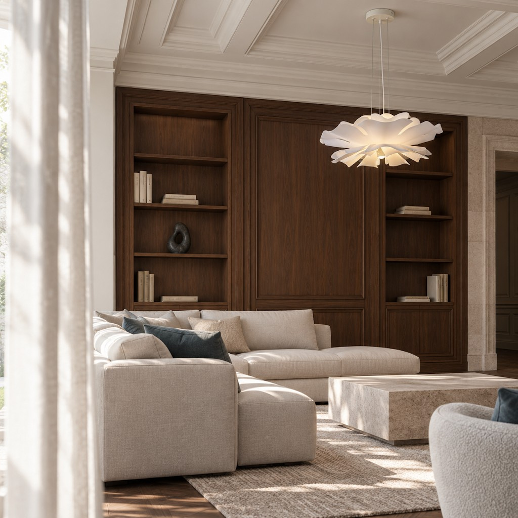 Lampa wisząca PEONY biała 50 cm w kształcie kwiatu piwonii E27 - obrazek 11