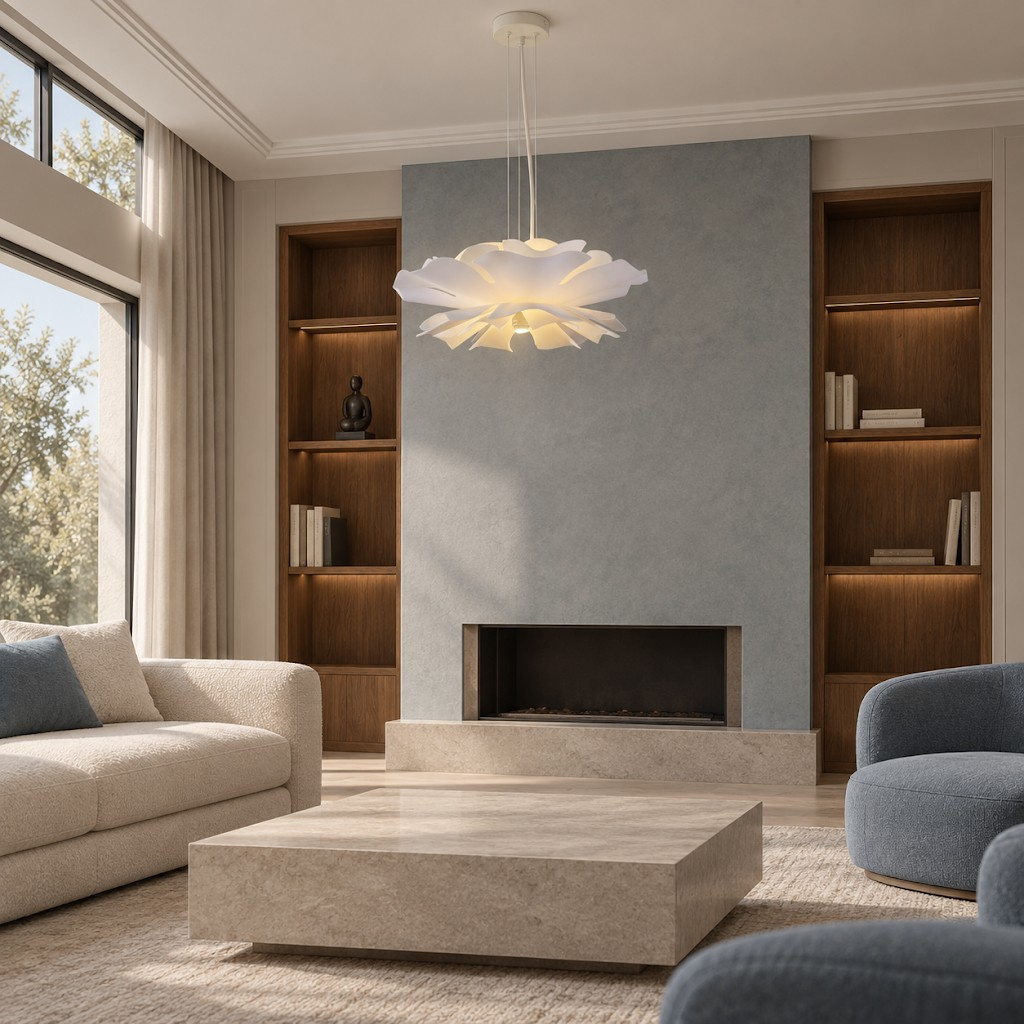 Lampa wisząca PEONY biała 50 cm w kształcie kwiatu piwonii E27 - obrazek 12