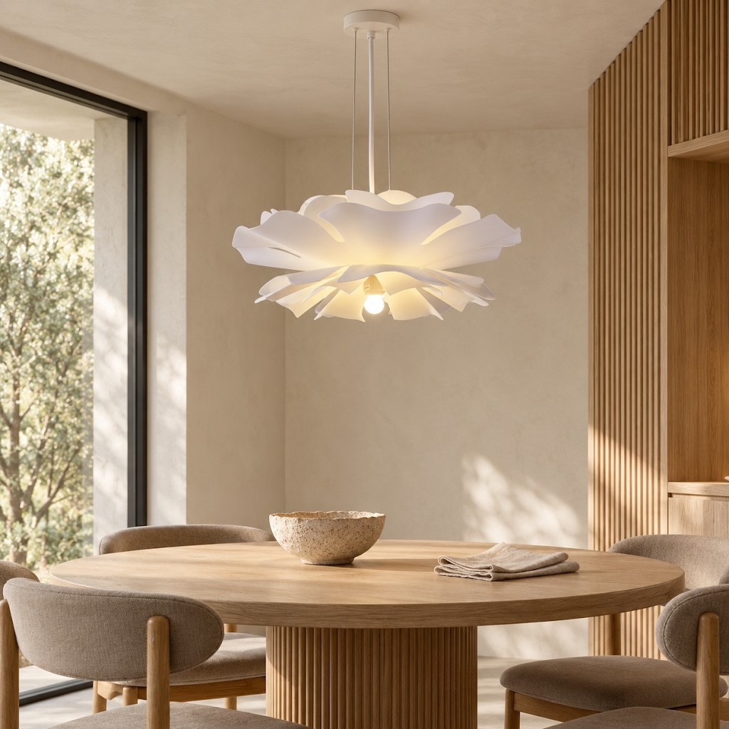 Lampa wisząca PEONY biała 50 cm w kształcie kwiatu piwonii E27 - obrazek 14
