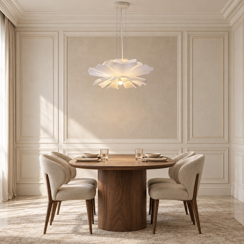 Lampa wisząca PEONY biała 50 cm w kształcie kwiatu piwonii E27 - obrazek 15