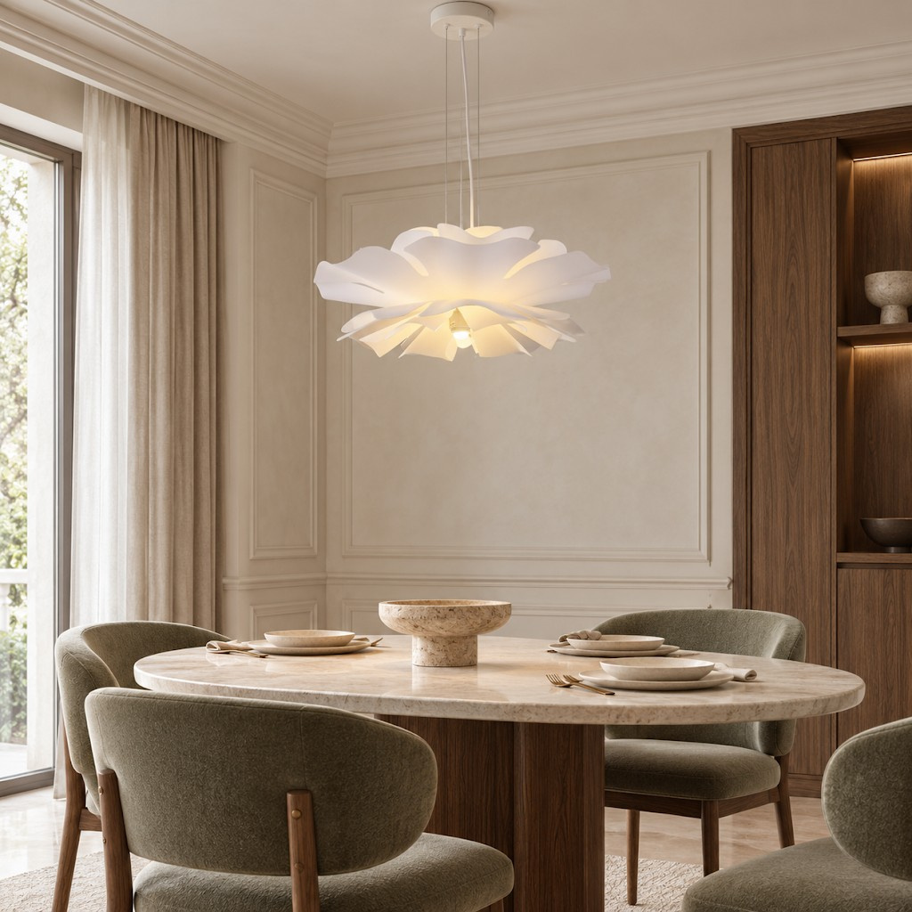 Lampa wisząca PEONY biała 50 cm w kształcie kwiatu piwonii E27 - obrazek 16