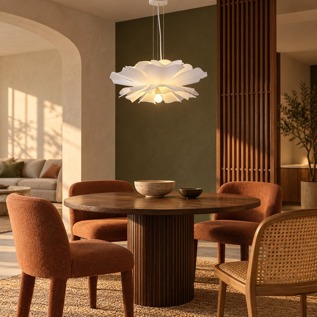 Lampa wisząca PEONY biała 50 cm w kształcie kwiatu piwonii E27 - obrazek 17