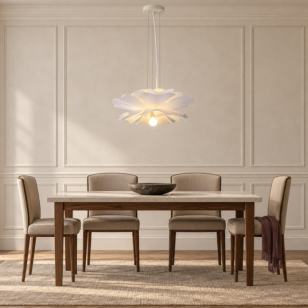 Lampa wisząca PEONY biała 50 cm w kształcie kwiatu piwonii E27 - obrazek 18