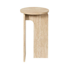 Stolik pomocniczy Stone okrągły do salonu beżowy japandi 30 cm