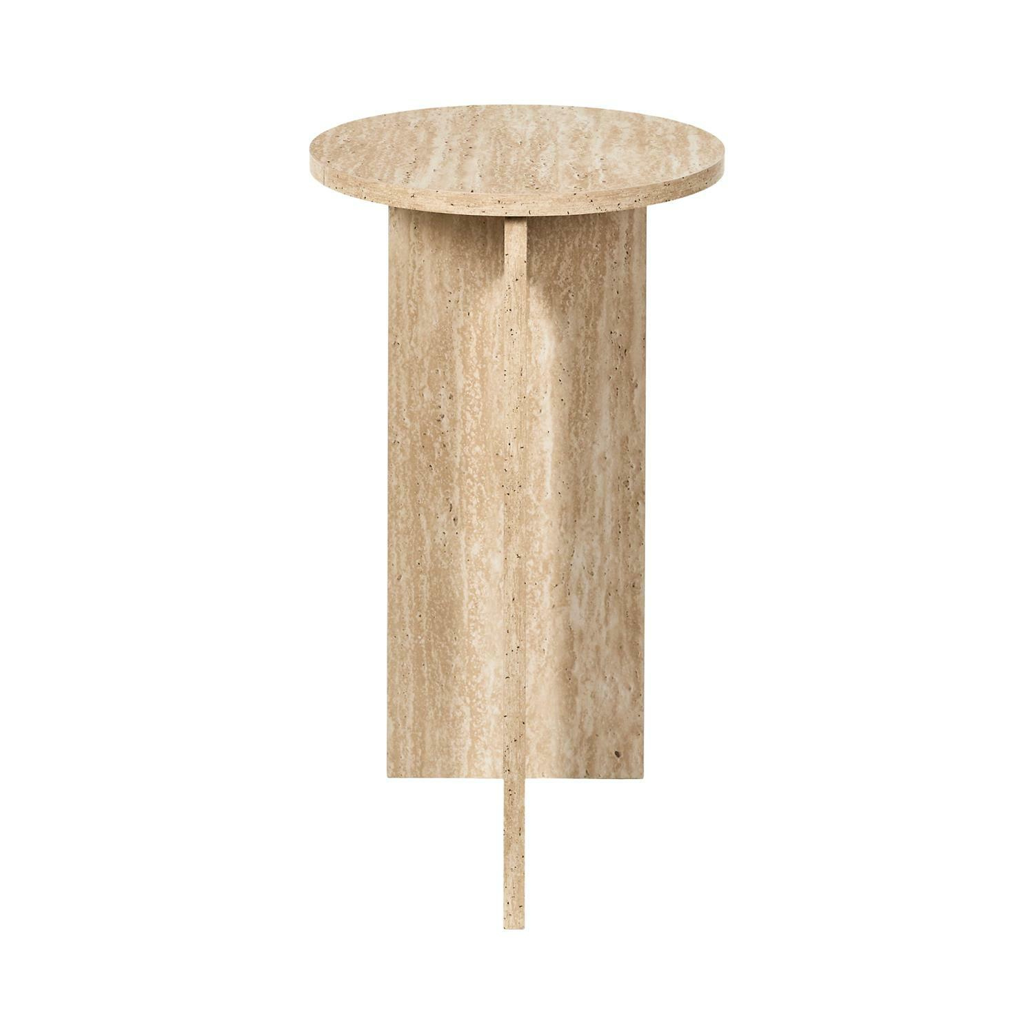 Stolik pomocniczy Stone okrągły do salonu beżowy japandi 30 cm - obrazek 4