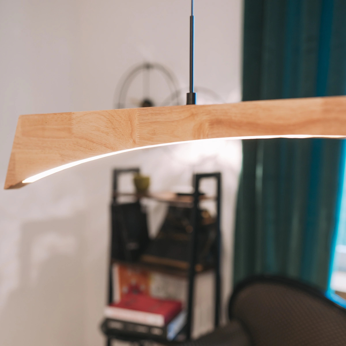 Lampa wisząca drewniana Hotaka No.2 120cm 3k ściemnialna z pilota Japandi - obrazek 5