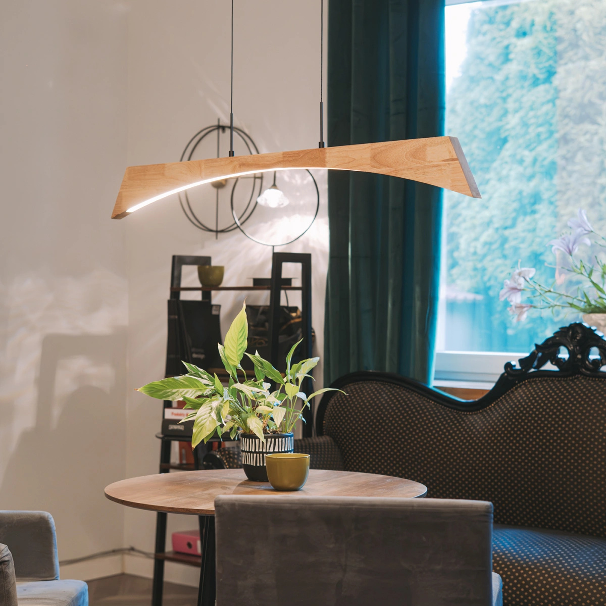 Lampa wisząca drewniana Hotaka No.2 120cm 3k ściemnialna z pilota Japandi - obrazek 7
