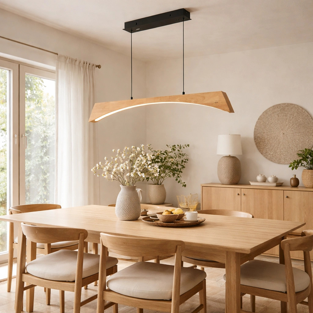 Lampa wisząca drewniana Hotaka No.2 120cm 3k ściemnialna z pilota Japandi - obrazek 9