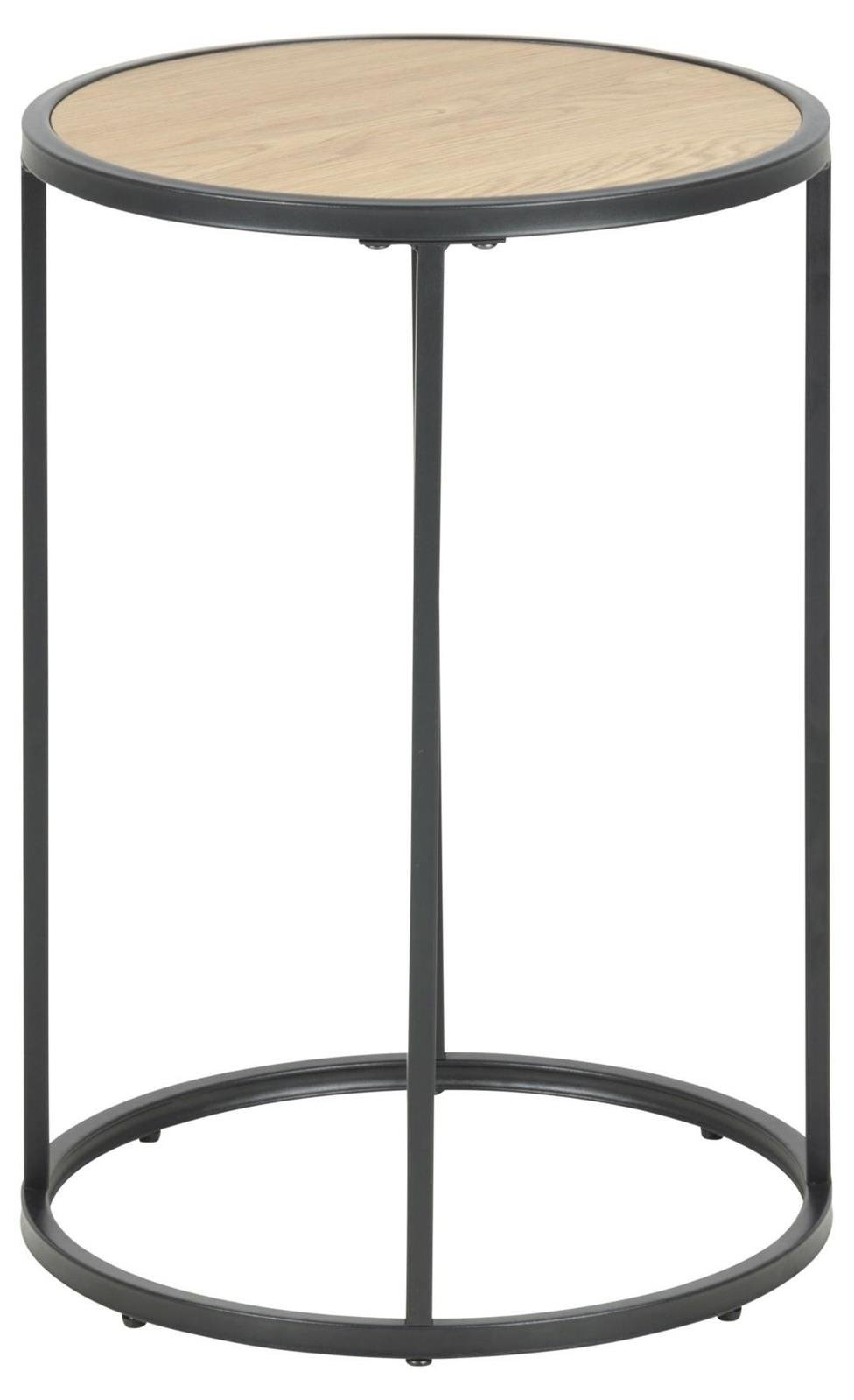 Stolik kawowy Seaford Actona MDF metal dąb naturalny/czarny okrągły 40x40 cm - obrazek 3