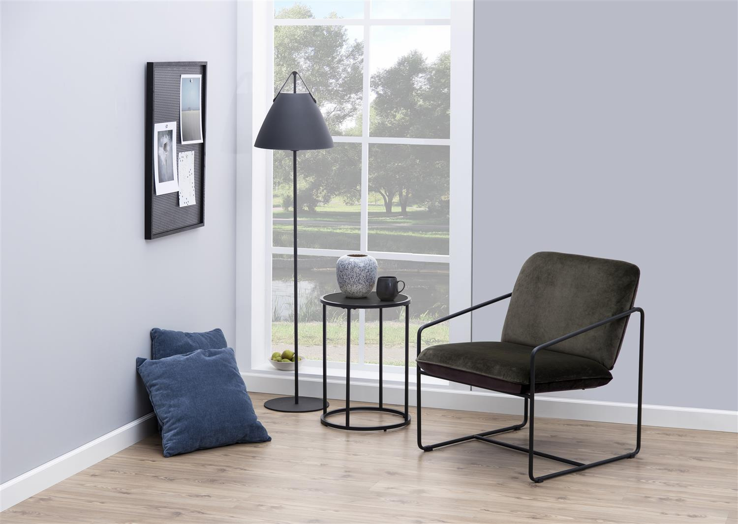Stolik kawowy Actona Seaford MDF metal czarny okrągły 40 cm - obrazek 3
