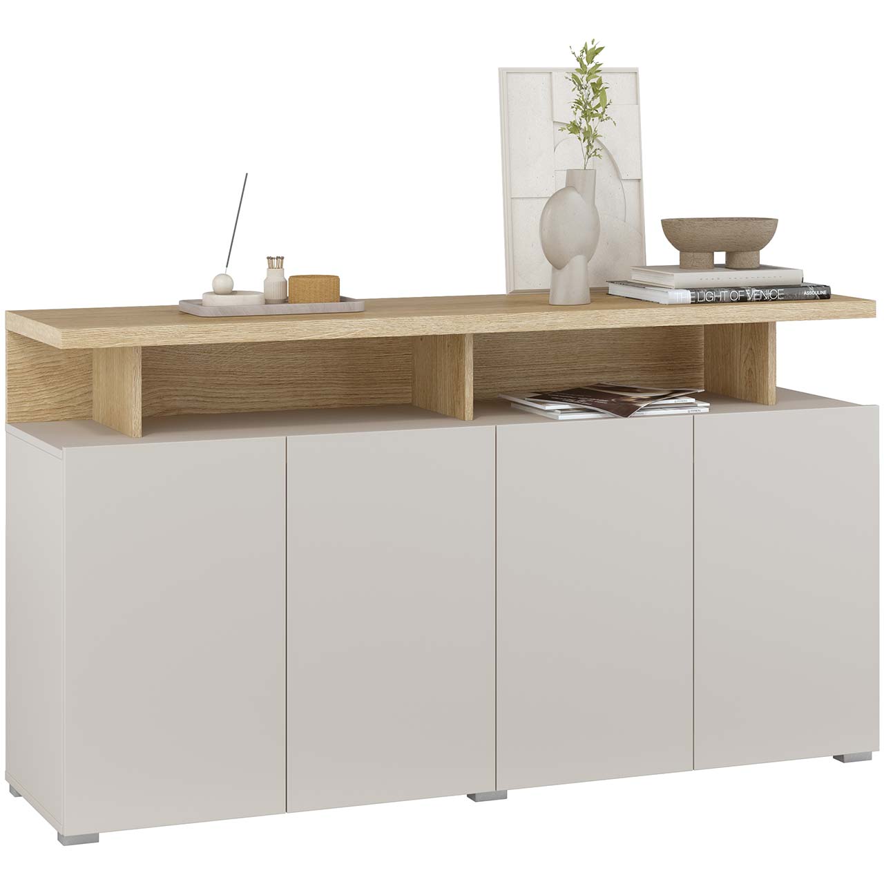 Komoda na nóżkach 153 cm SORIE 43 kaszmir / dąb carpenter jasny - obrazek 3