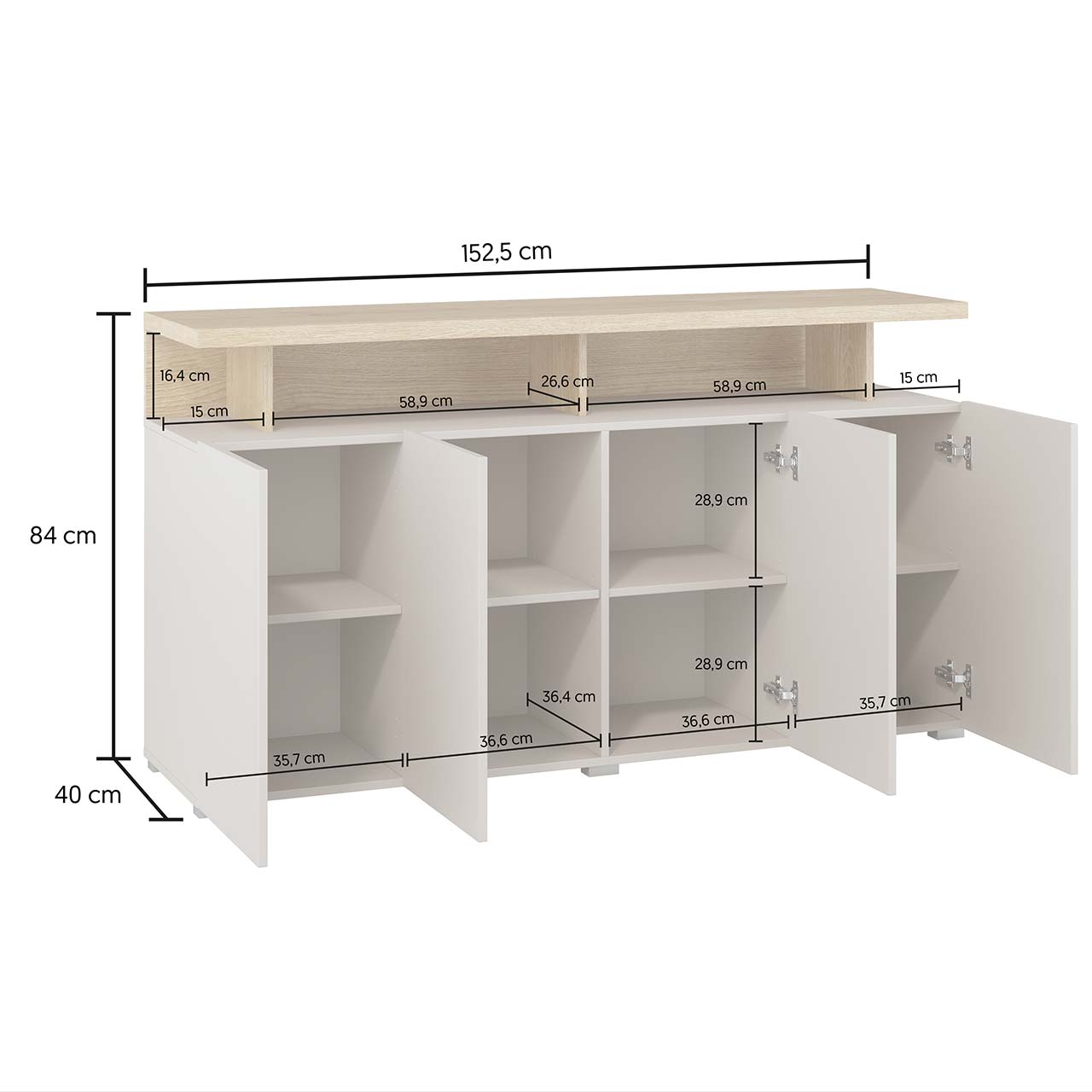 Komoda na nóżkach 153 cm SORIE 43 kaszmir / dąb carpenter jasny - obrazek 6
