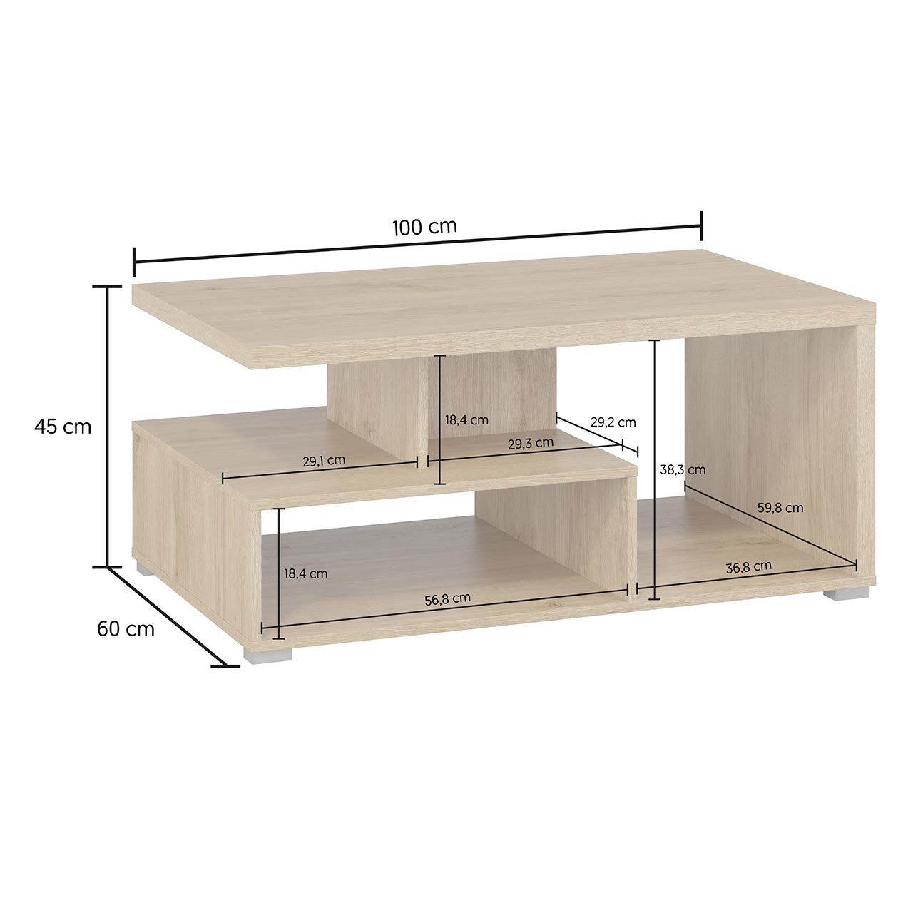 Ława do salonu 100x60 cm SORIE 99 dąb carpenter jasny - obrazek 4
