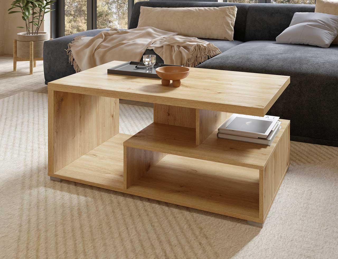Ława do salonu 100x60 cm SORIE 99 dąb carpenter jasny - obrazek 6