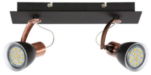 MARKUS LISTWA 2X3W LED GU10 CZARNY+MIEDZIANY Z ŻARÓWKĄ
